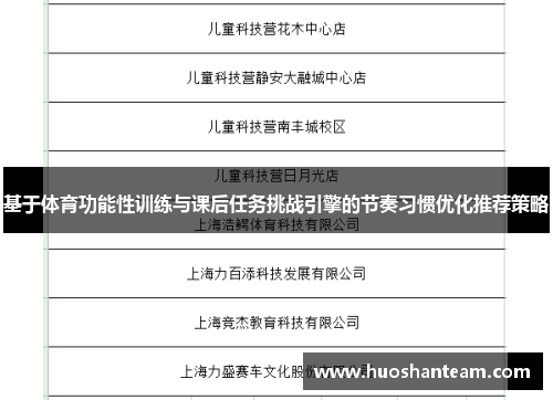 基于体育功能性训练与课后任务挑战引擎的节奏习惯优化推荐策略